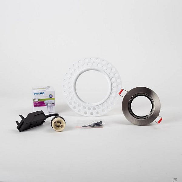 lichtspotje 85 mm wit rvs instal kit
