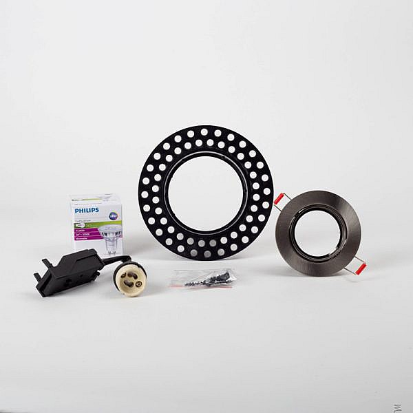 spotlicht 85mm zwart rvs kit