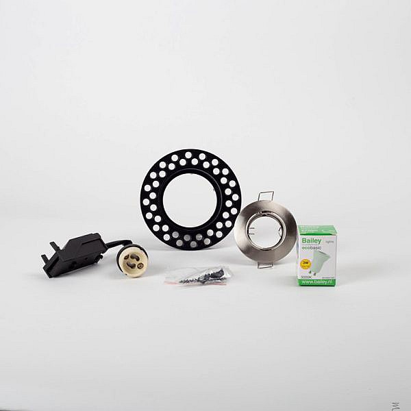 zwart spotje 65mm zwart rvs instal kit